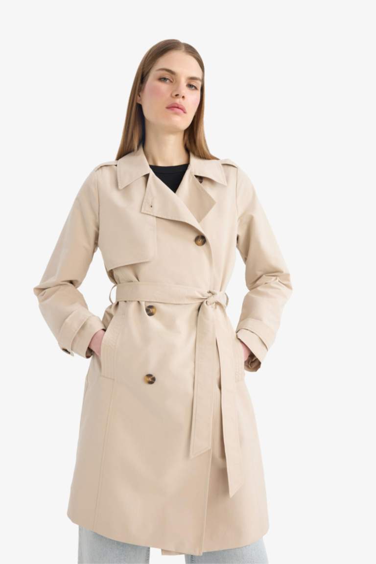Regular Fit Kemerli Cepli Trençkot