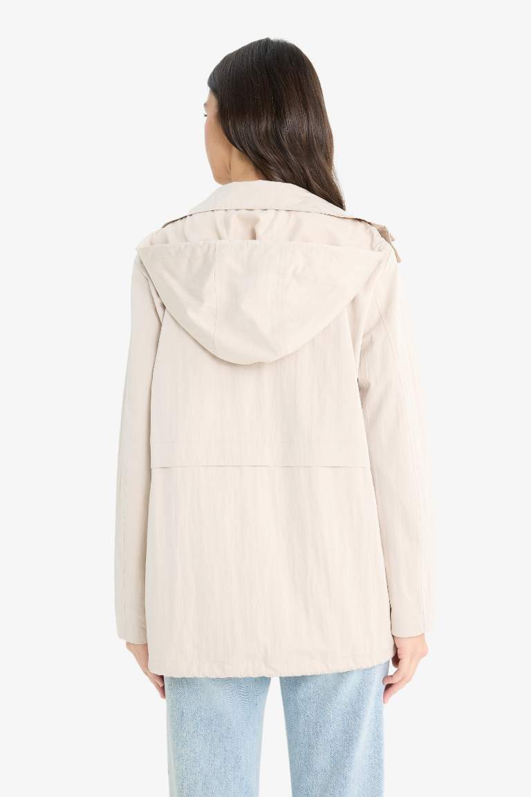 Regular Fit Hooded Waterproof Rain Jacket