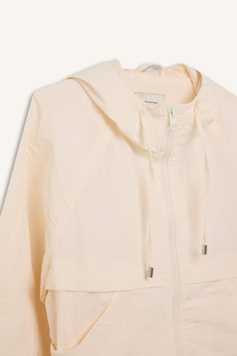 Regular Fit Hooded Waterproof Rain Jacket