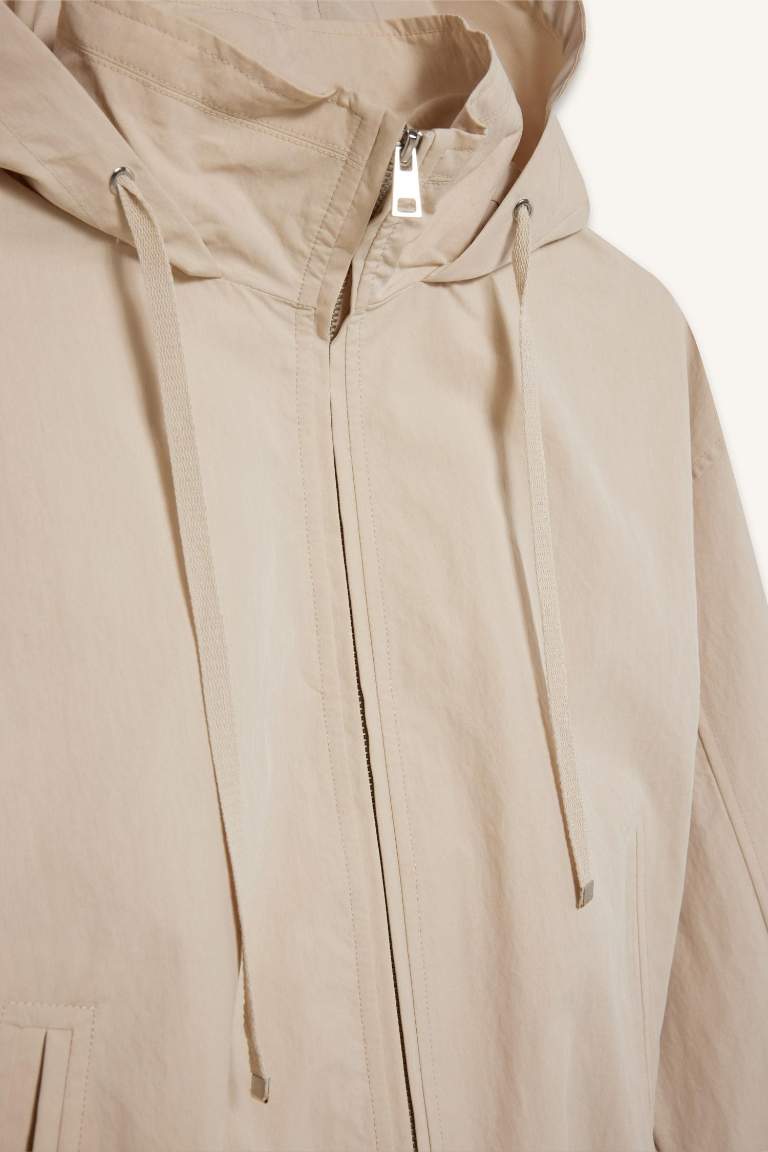 Regular Fit Hooded Waterproof Crop Jacket