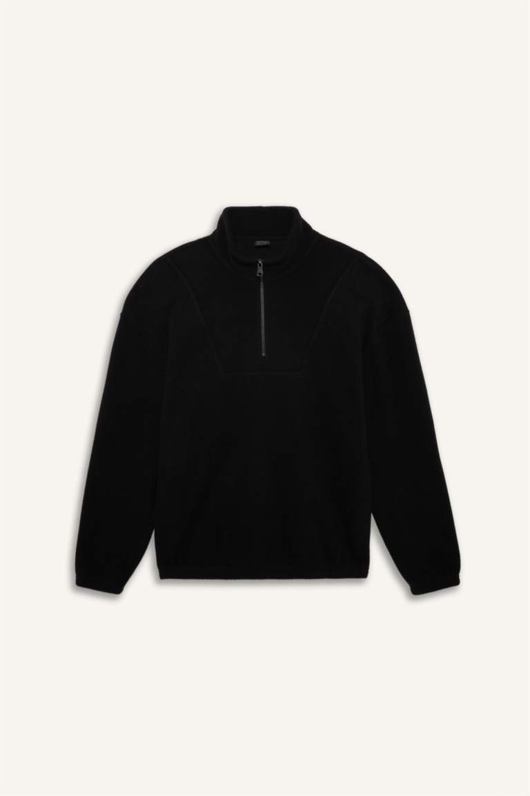 Sweatshirt boxy en polaire imprimé à col montant