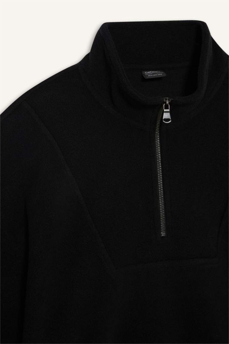Sweatshirt boxy en polaire imprimé à col montant