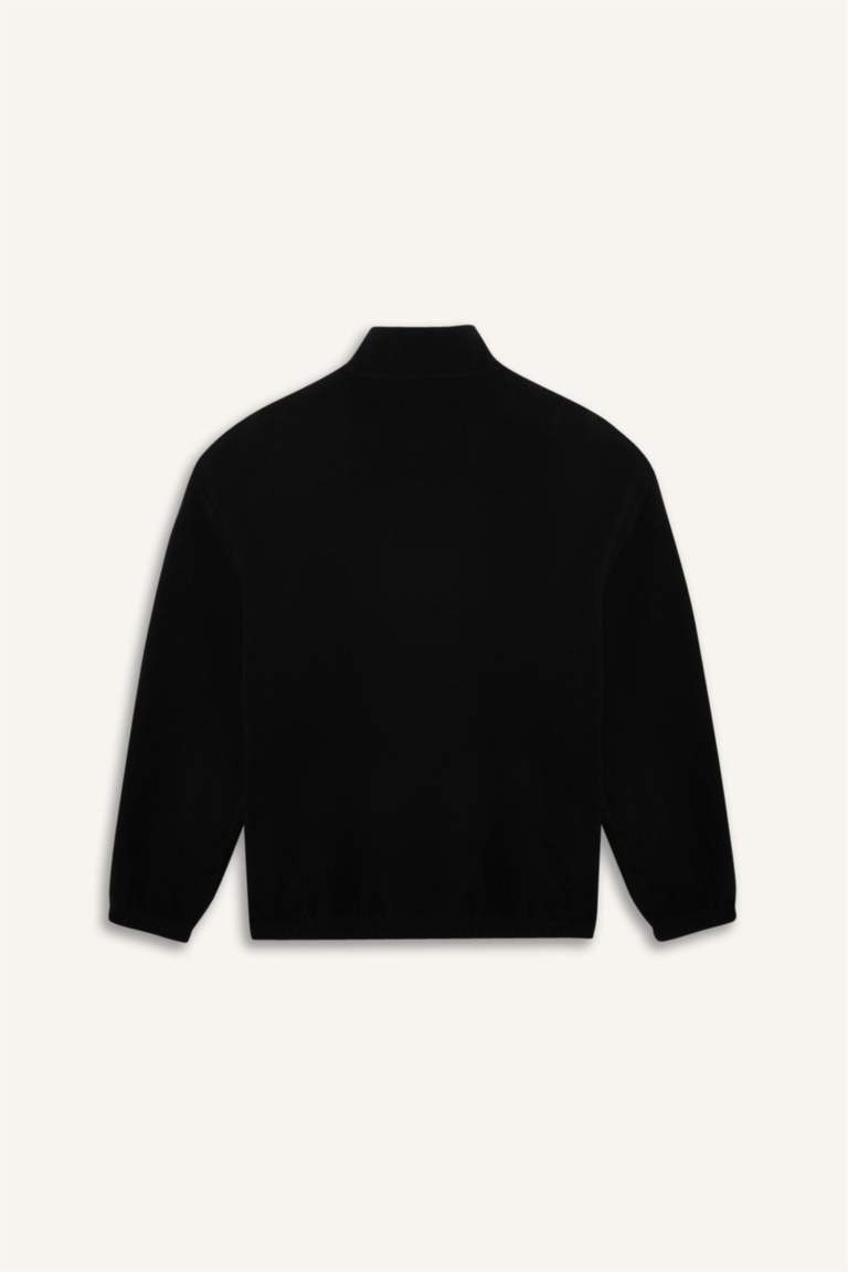 Sweatshirt boxy en polaire imprimé à col montant