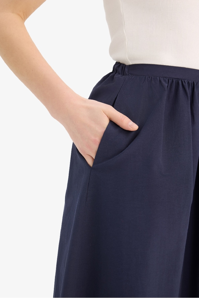 A Cut Poplin Half Lining Normal Waist Midi Skirt