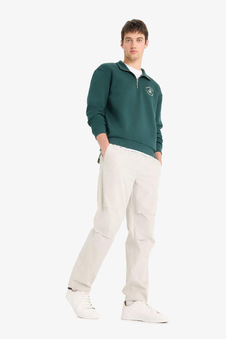%100 Pamuk Wide Leg Beli Bağcıklı Lastikli Paraşüt Jogger Pantolon