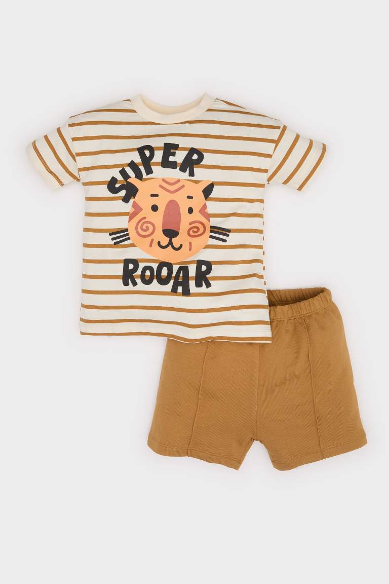 Baby Boy Striped Printed T-shirt Shorts 2 Piece Set