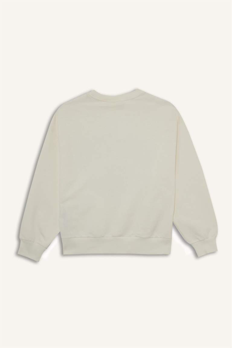 Girl Relax Fit Crew Neck Printed Sweatshirt