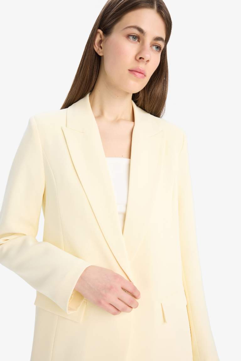 Oversize Fit Jacket Collar Crepe Blazer