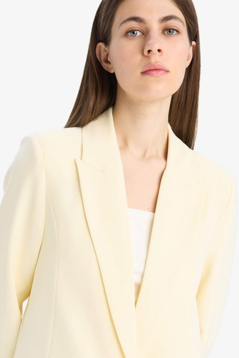 Oversize Fit Jacket Collar Crepe Blazer