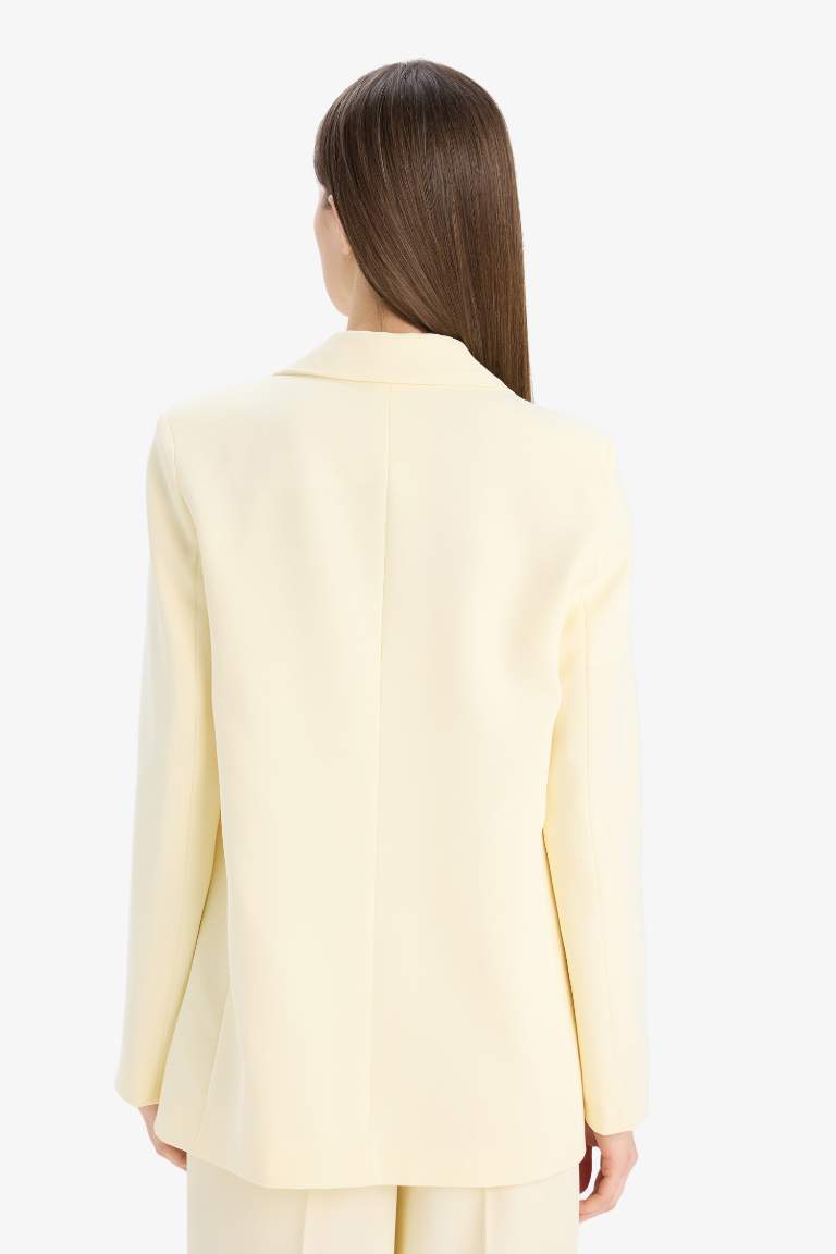 Oversize Fit Jacket Collar Crepe Blazer