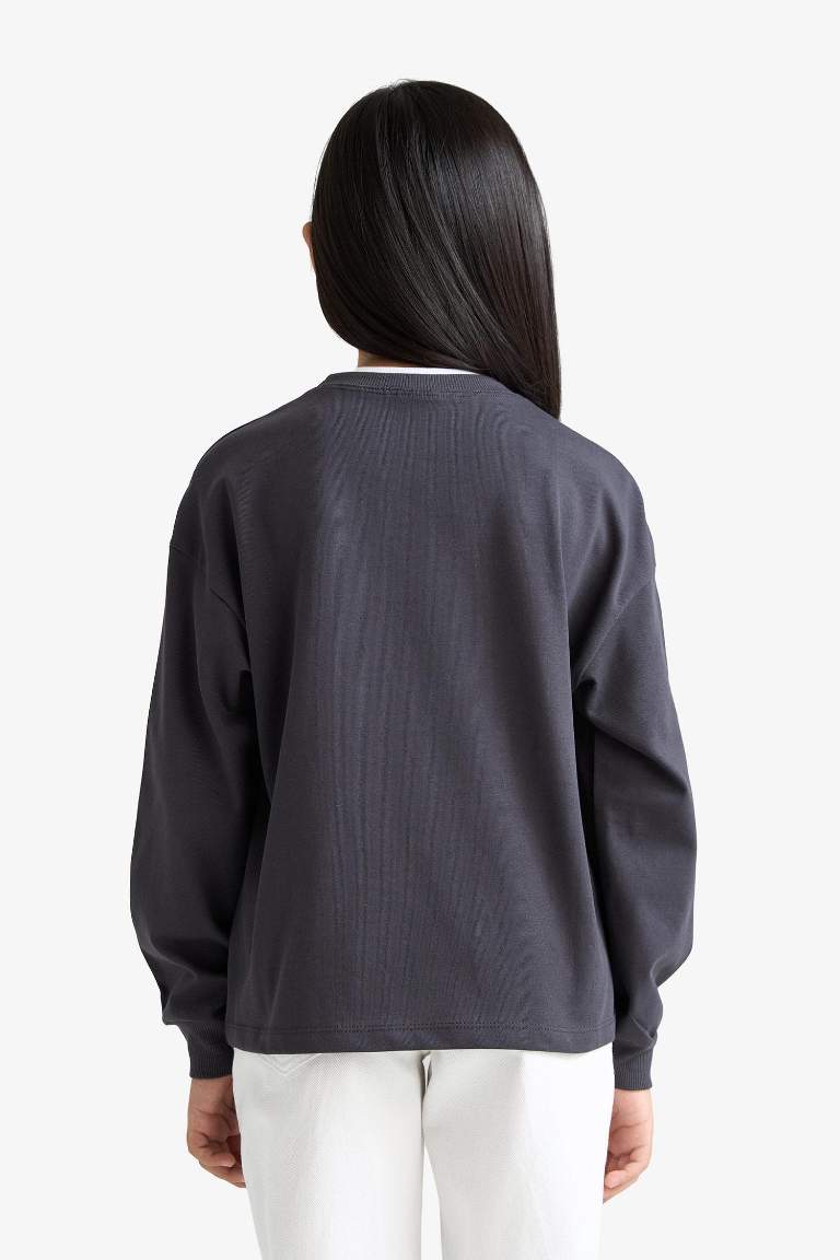 Girl Relax Fit Crew Neck Long Sleeve T-Shirt