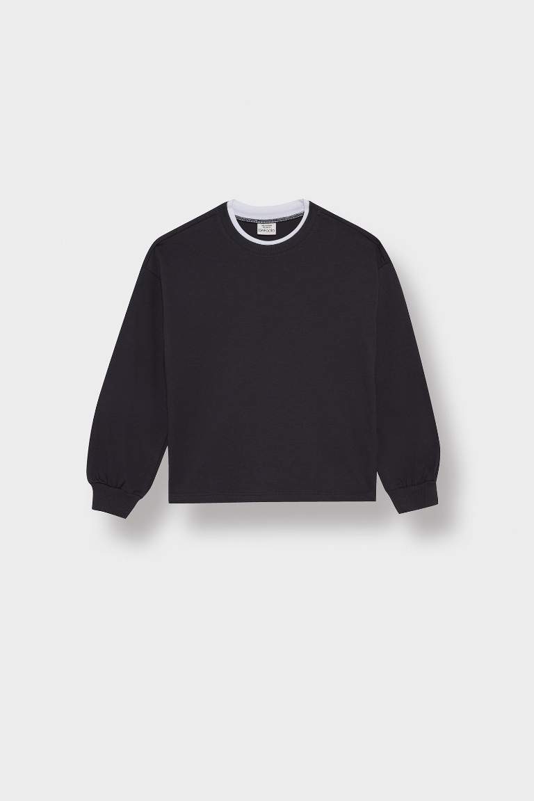 Girl Relax Fit Crew Neck Long Sleeve T-Shirt