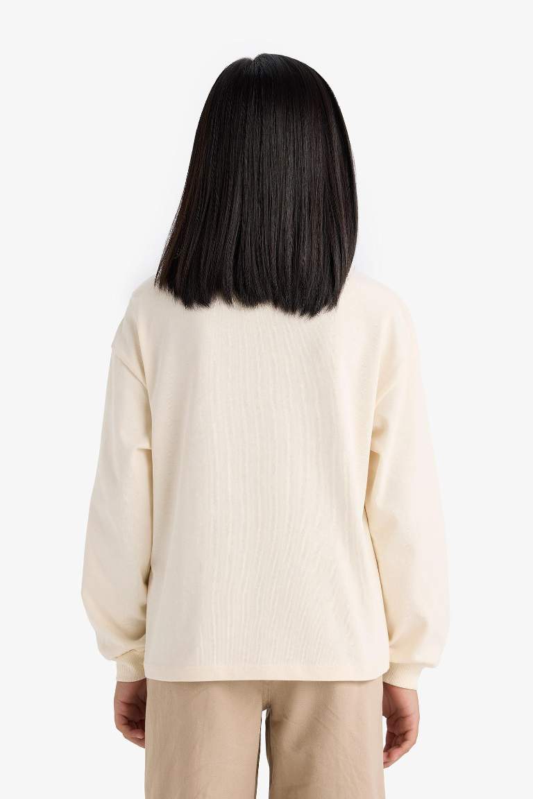 Girl Relax Fit Crew Neck Long Sleeve T-Shirt