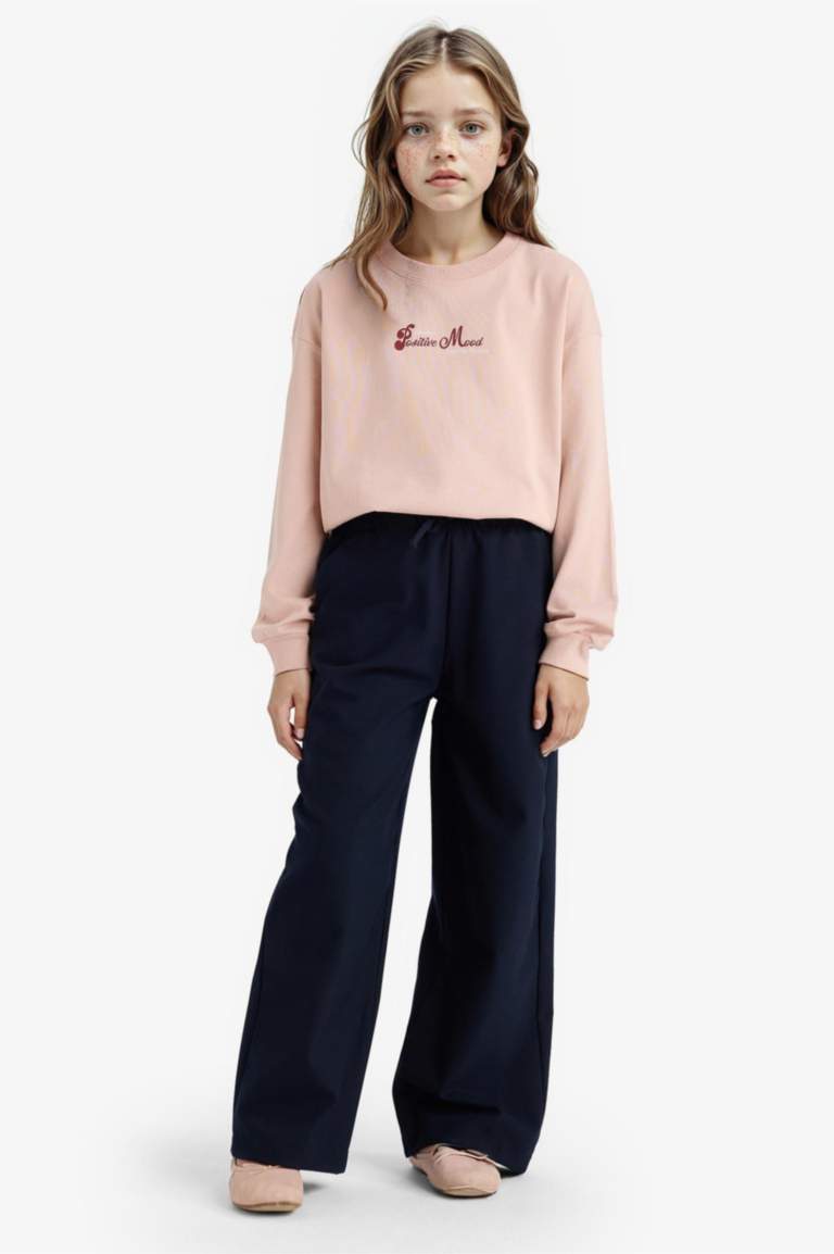 Sweatshirt ample à col rond imprimé pour fille