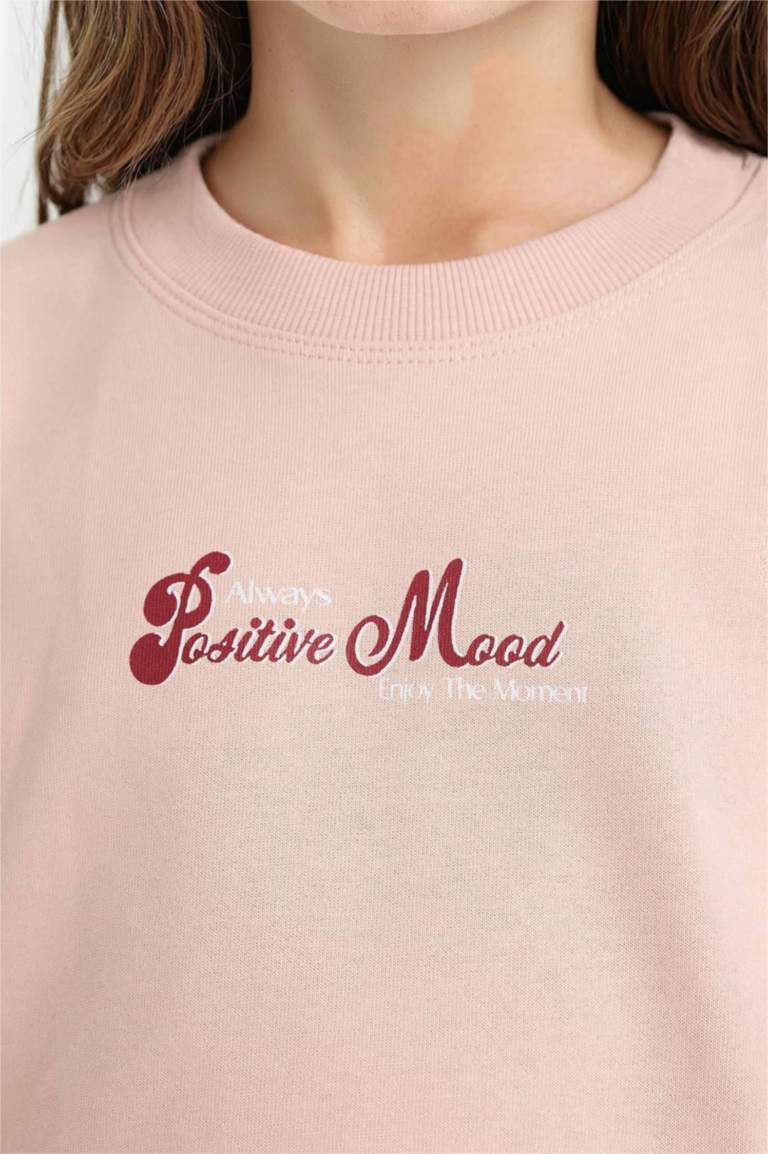 Sweatshirt ample à col rond imprimé pour fille