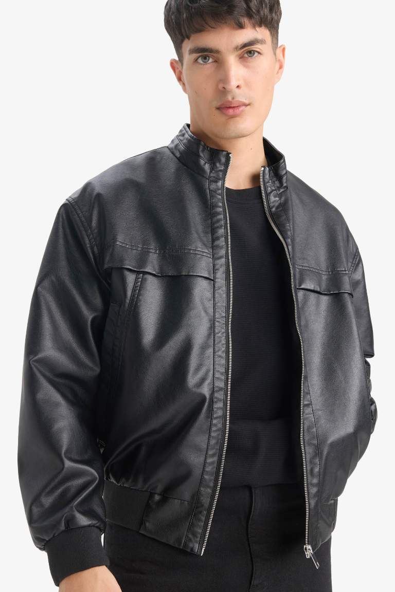 Oversize Fit Faux Leather Jacket
