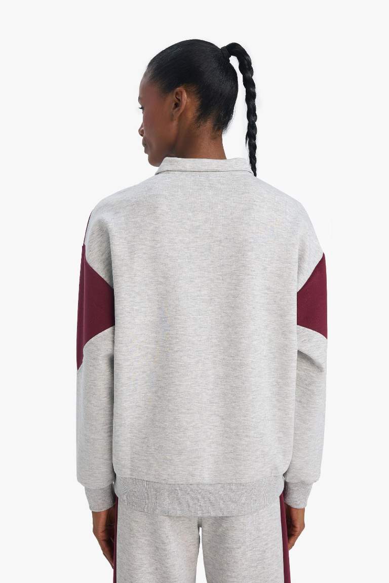 DeFactoFit NBA Boston Celtics Oversize Geniş Kalıp Yarım Fermuarlı Skuba Dalgıç Kumaş Sporcu Sweatshirt
