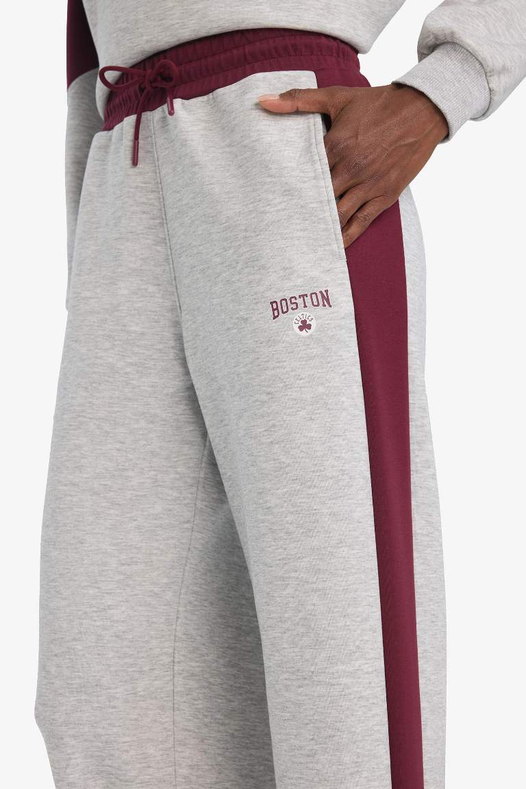 Мужские спортивные брюки DeFactoFit NBA Boston Celtics Wide Leg с широкими штанинами, карманами, стандартной длиной и из дайвинг-ткани