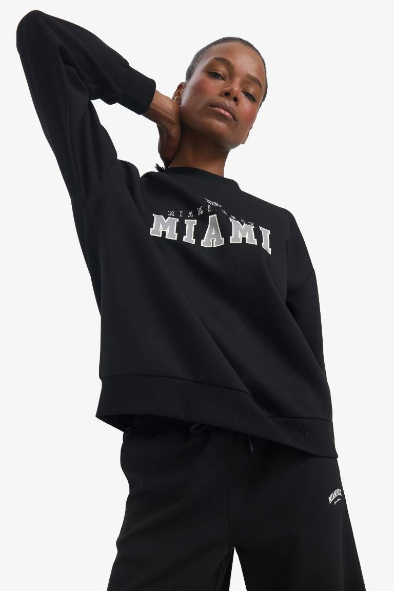 DeFactoFit NBA Miami Heat Oversize Fit Scuba Fabric Sports Sweatshirt