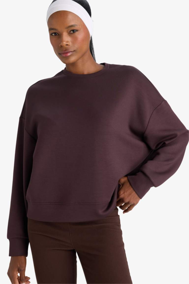 DeFactoFit Oversize Loose Fit Modal Sports Sweatshirt