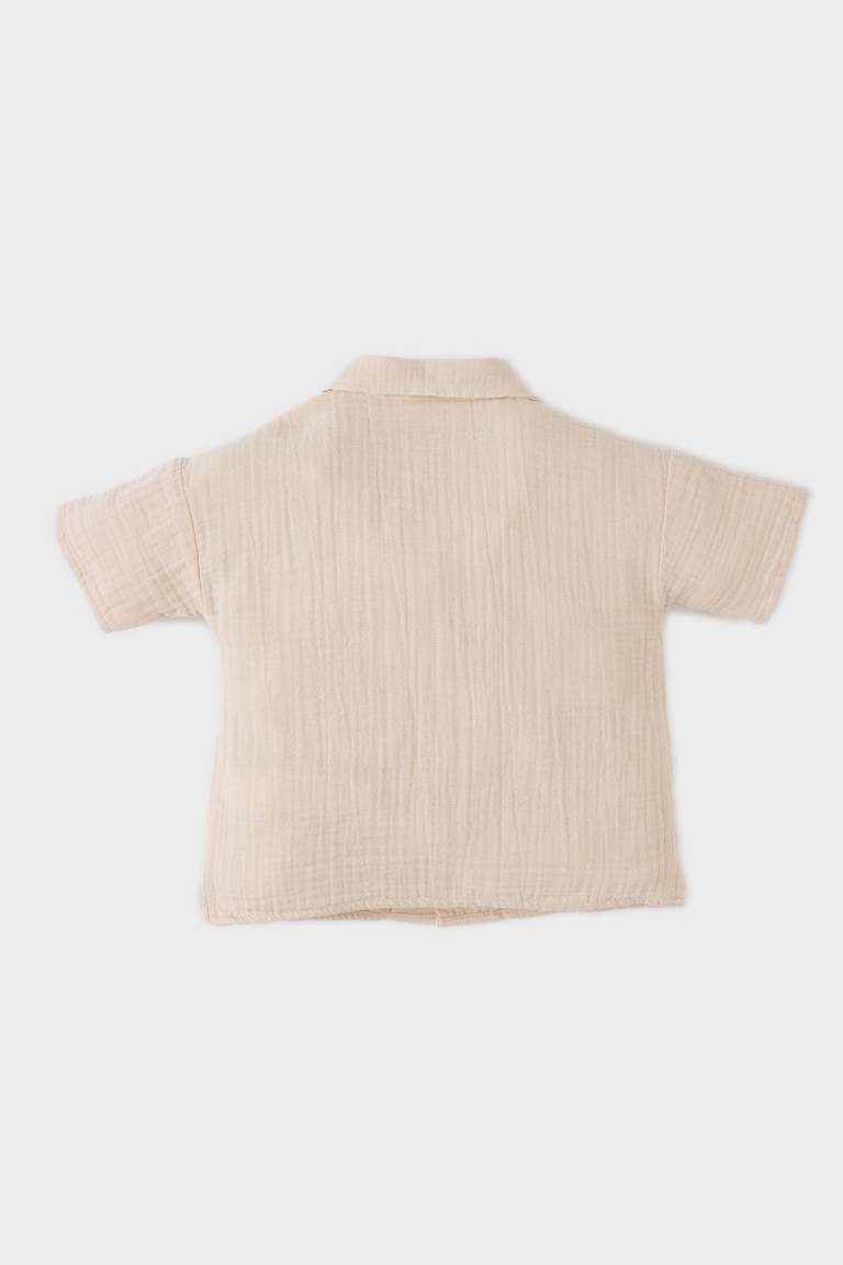 Baby Boy Shirt Collar Muslin Short Sleeve Shirt
