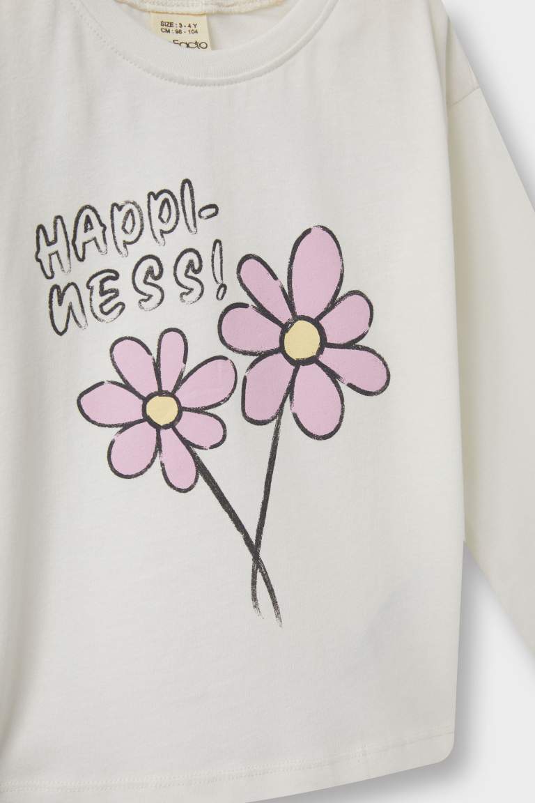 Baby Girl Crew Neck Floral Long Sleeve T-Shirt