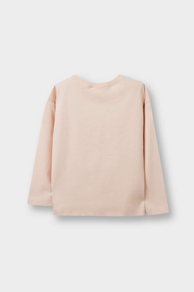 Kız Bebek Bisiklet Yaka Kalp Desenli 2'li Uzun Kollu Tişört