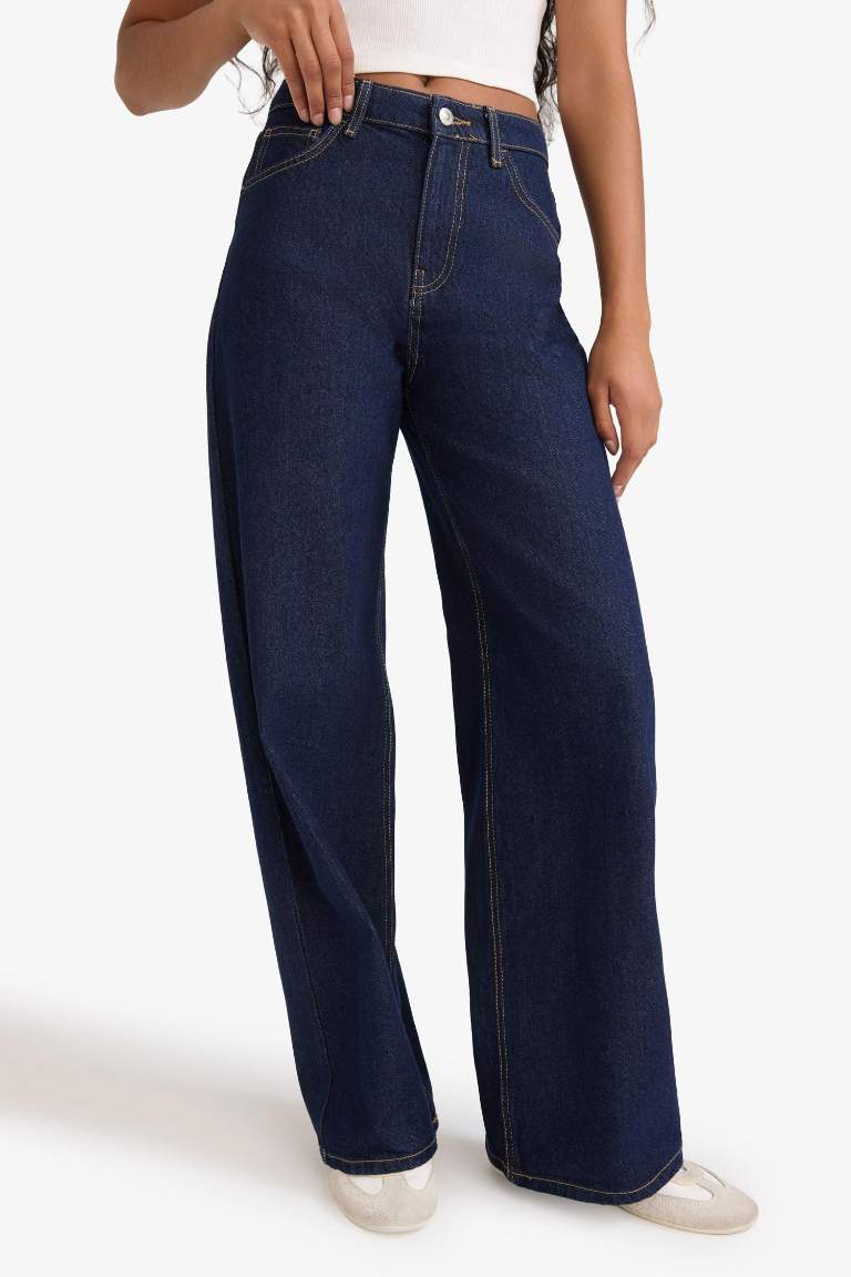 Wide Leg Normal Bel Düz Paça Uzun Jean Pantolon