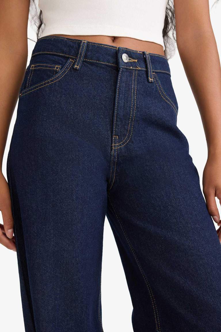 Wide Leg Normal Bel Düz Paça Uzun Jean Pantolon
