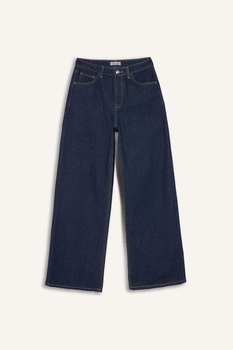 Wide Leg Normal Bel Düz Paça Uzun Jean Pantolon
