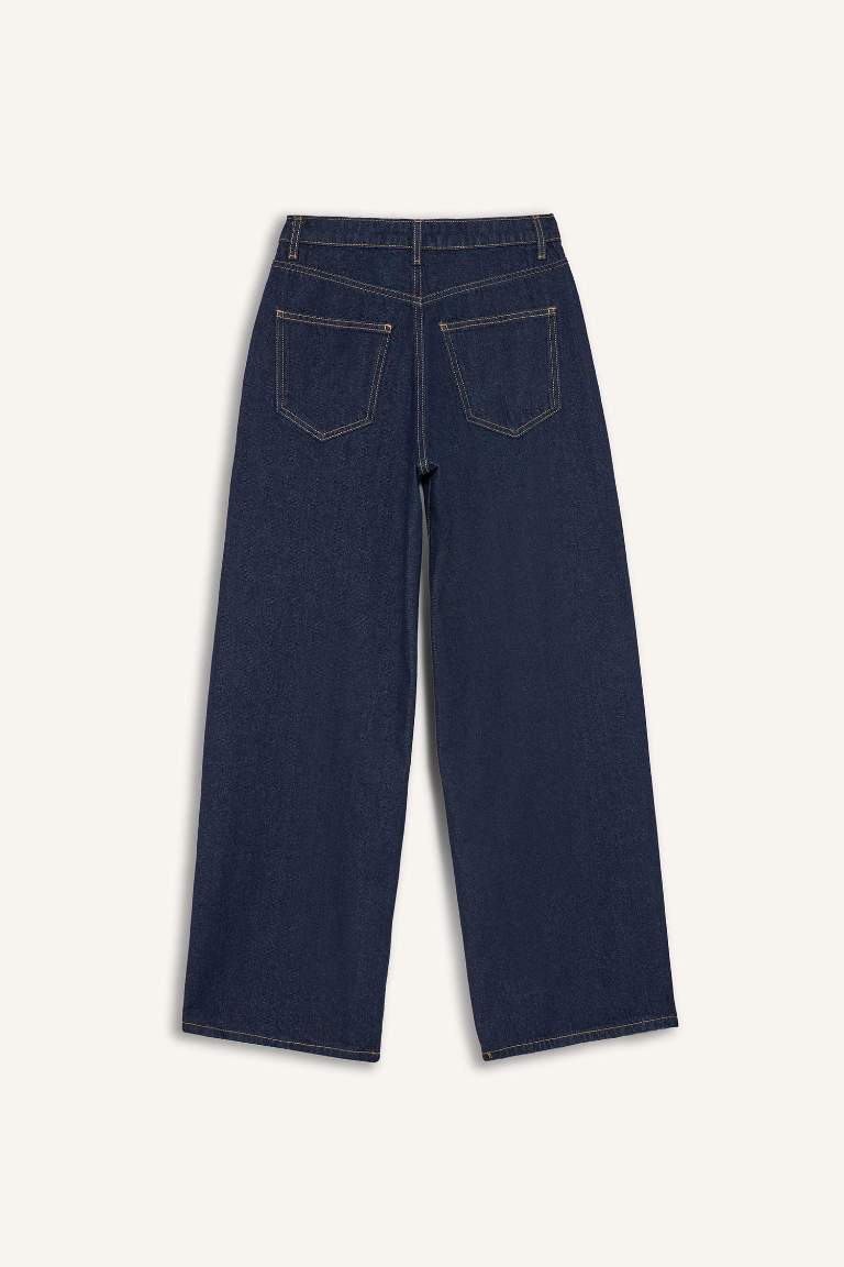 Wide Leg Normal Bel Düz Paça Uzun Jean Pantolon