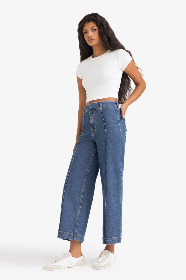 Culotte High Waist Crop Fit Jeans
