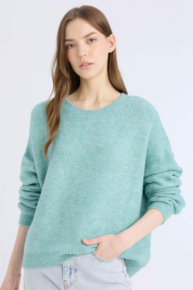 Oversize Geniş Kalıp Bisiklet Yaka Triko Kazak