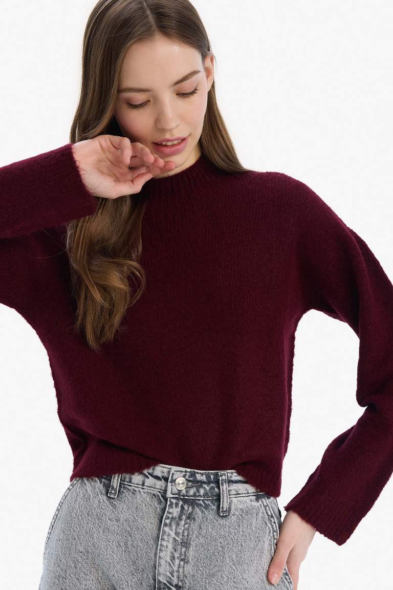 Pull tricot basique sans couture à col rond et coupe régulière