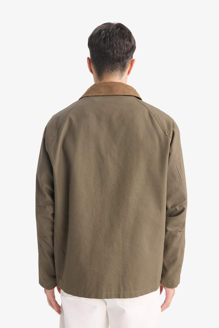 Regular Fit Shirt Collar Cotton Lined Cotton Jacket