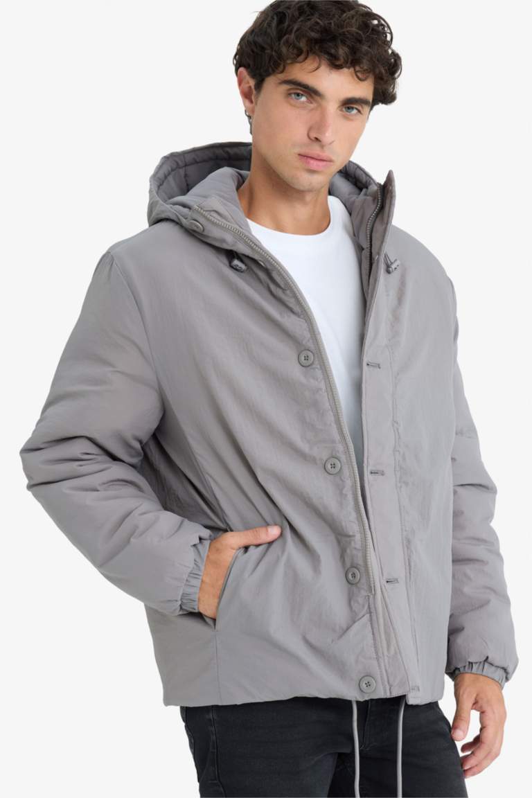 Regular Fit Hooded Zippered Waterproof Jacket