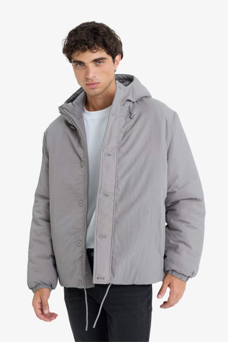 Regular Fit Hooded Zippered Waterproof Jacket