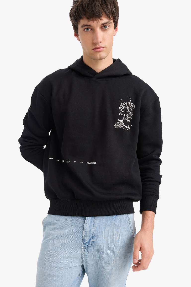 Rick and Morty Boxy Fit свитшот с капюшоном и принтом на спине