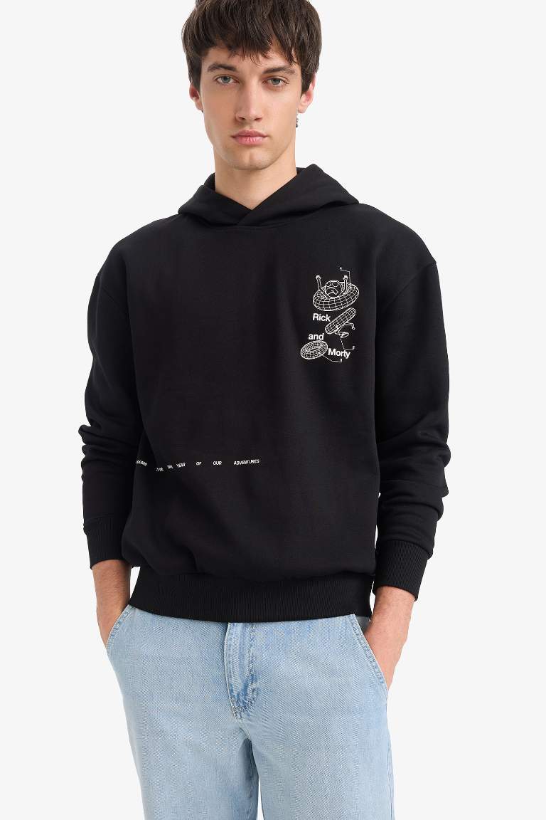 Rick and Morty Boxy Fit свитшот с капюшоном и принтом на спине