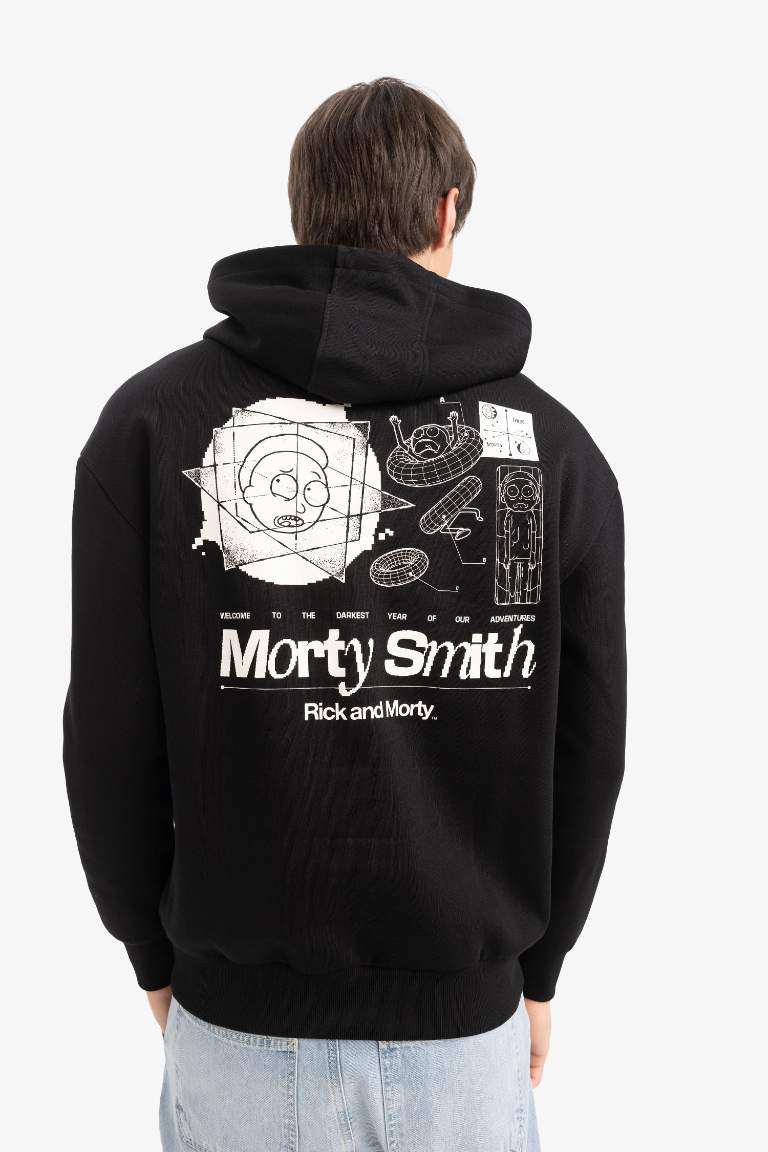 Rick and Morty Boxy Fit свитшот с капюшоном и принтом на спине