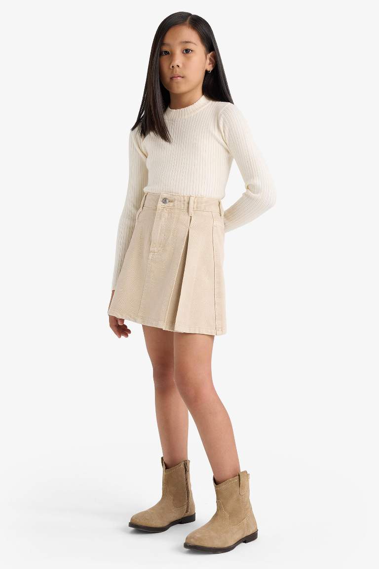 Jupe plissée en gabardine pour fille
