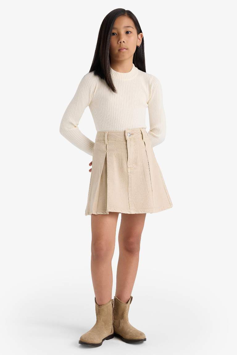 Jupe plissée en gabardine pour fille