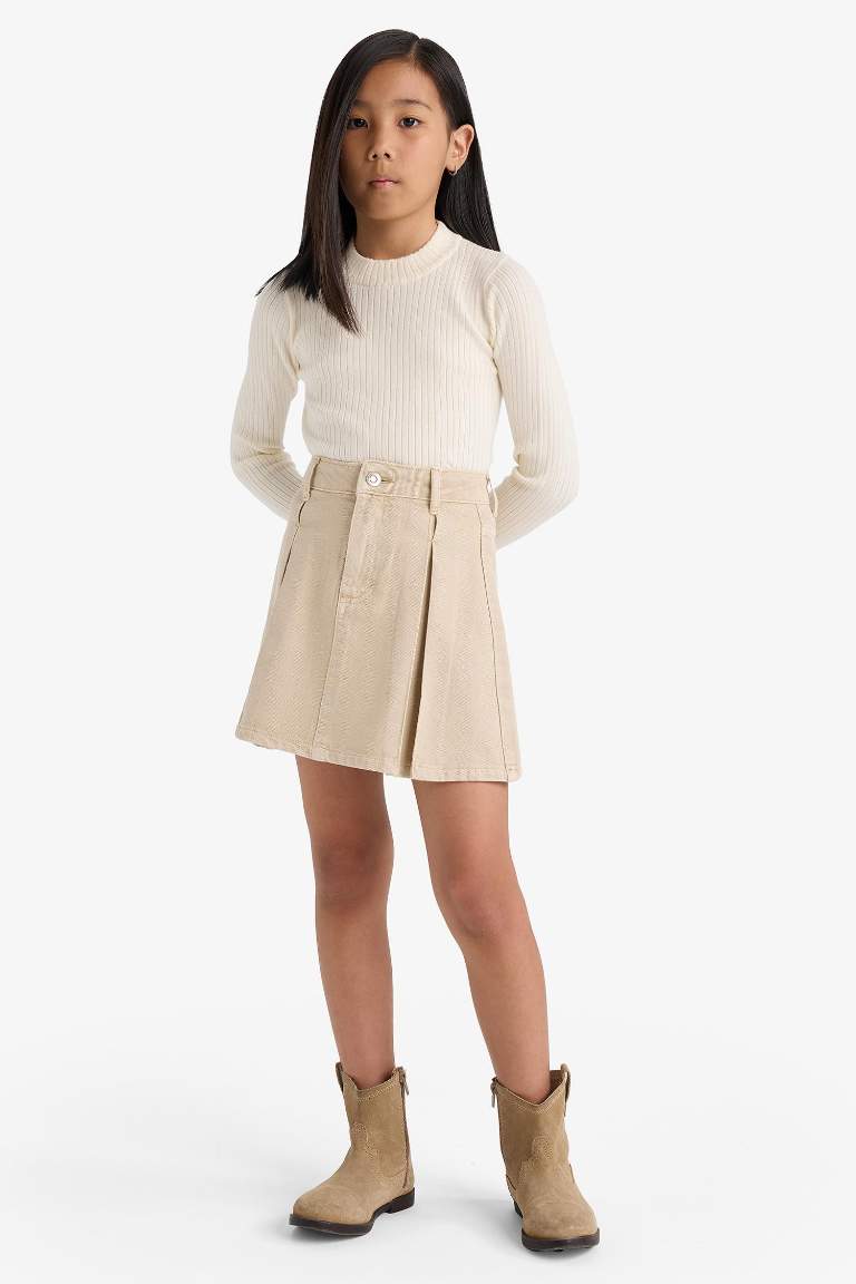 Jupe plissée en gabardine pour fille