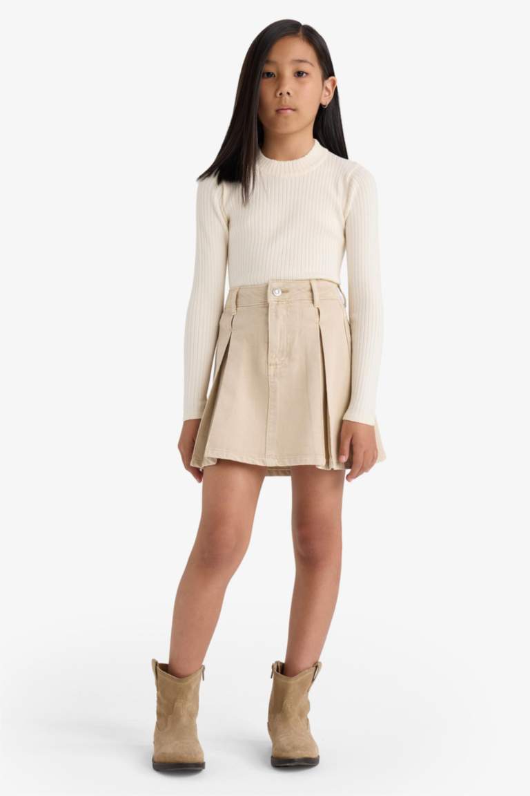 Jupe plissée en gabardine pour fille