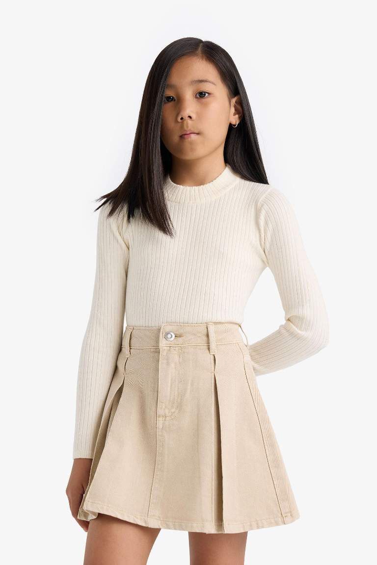 Jupe plissée en gabardine pour fille