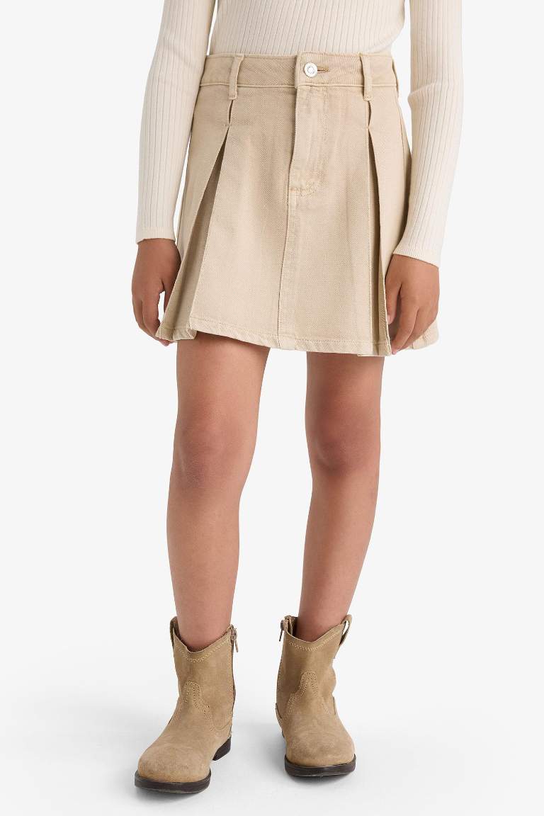 Jupe plissée en gabardine pour fille