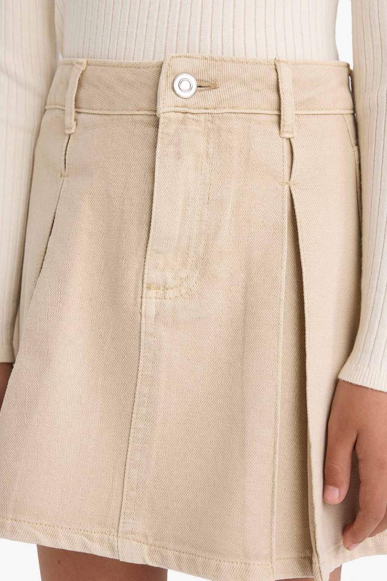 Jupe plissée en gabardine pour fille