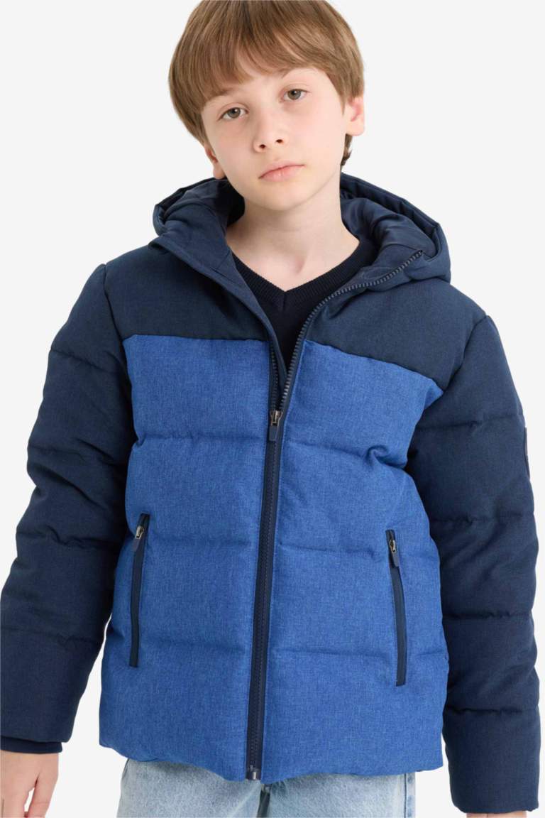 Boy Waterproof Hooded Zippered Puffer Jacket