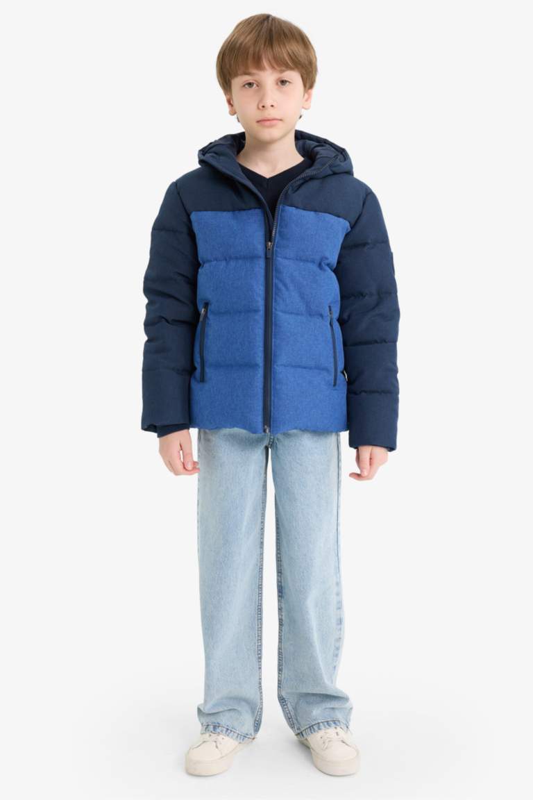 Boy Waterproof Hooded Zippered Puffer Jacket