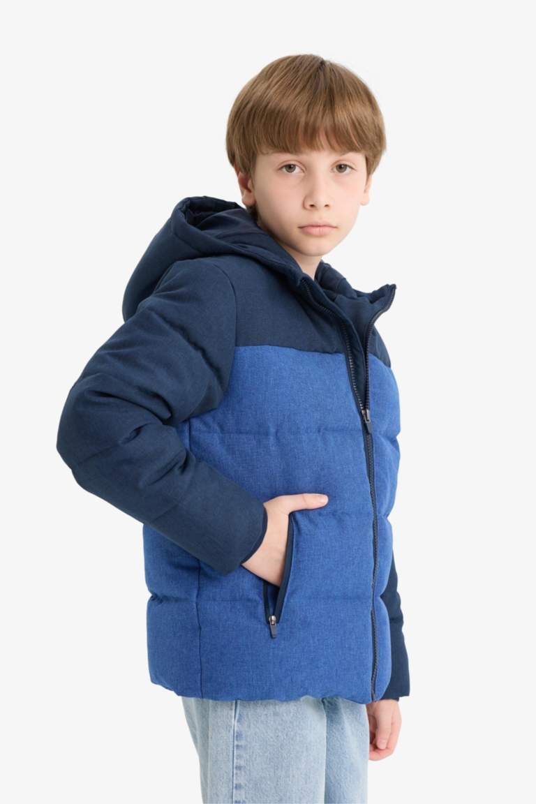 Boy Waterproof Hooded Zippered Puffer Jacket